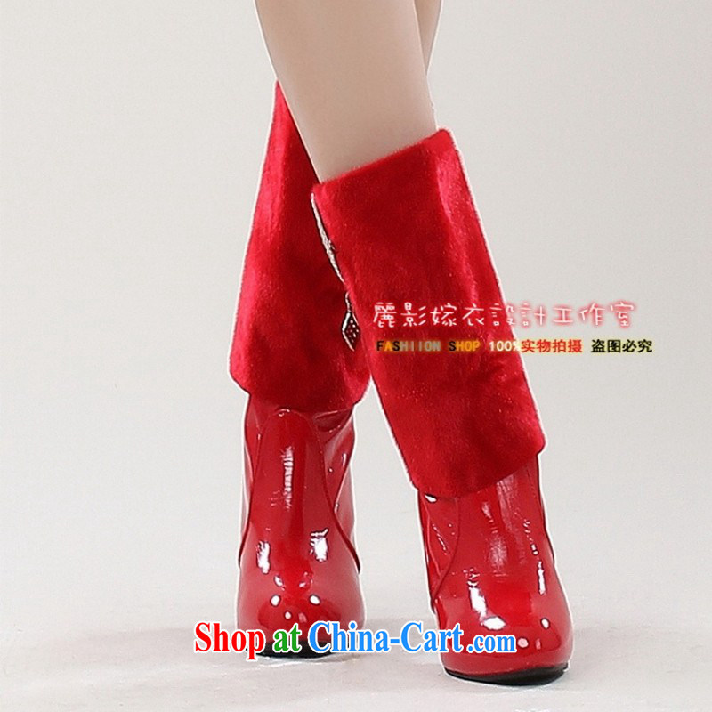 2014 new bride high and boots high-heel shoes red female boots marriages cotton shoes bridal shoes and winter, 39, and a love so Pang, online shopping
