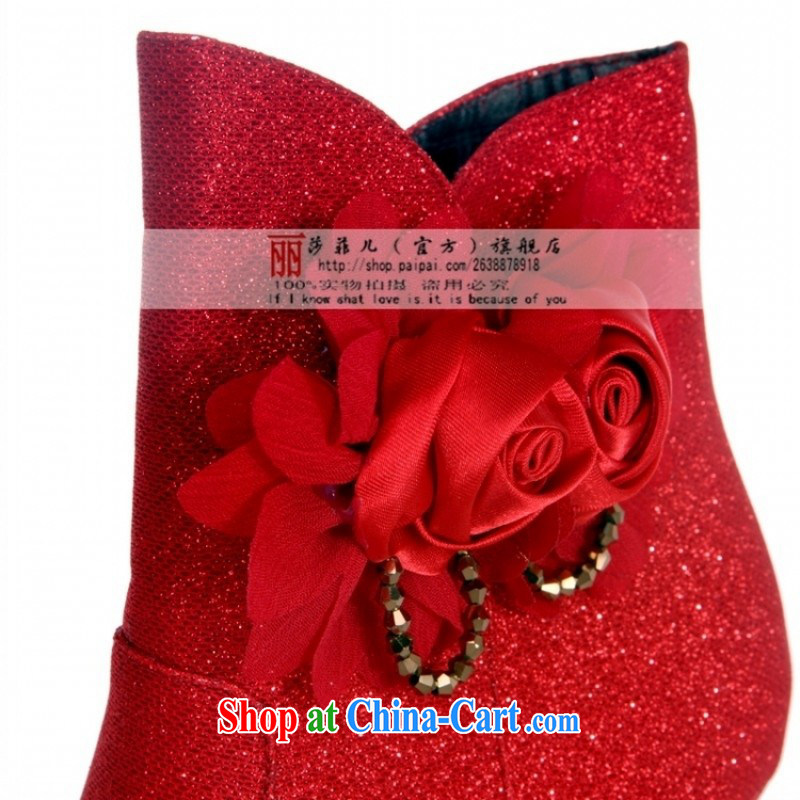 Winter 2014 New Round Head short barrel wedding boots banquet Red Boots bridal wedding shoes wedding dresses shoes red 39, love so Pang, shopping on the Internet