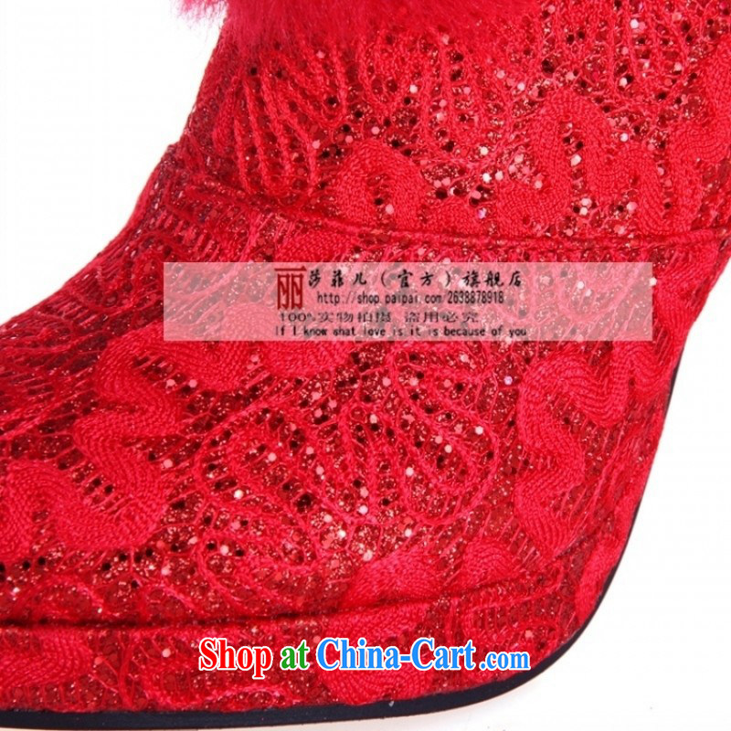 Bride's warm winter boots wedding dresses dresses dedicated boots Super Warm red Korean winter boots, red 39, love so Pang, shopping on the Internet