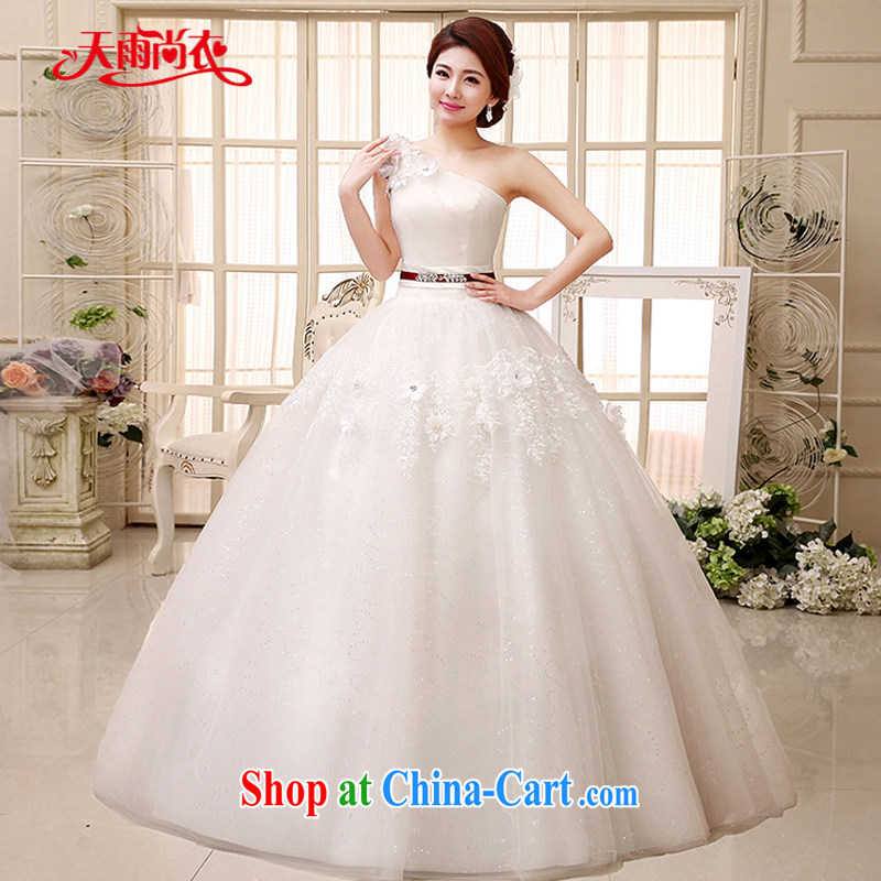 Rain is still clothing bridal wedding 2015 new spring and summer sweet tied with Korean-style wood drill with flowers white marriage single shoulder yarn HS 969 white tailored