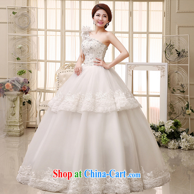 Rain is still clothing bridal 2015 new sweet tied with Korean-style lace inserts drill flowers luxury White single shoulder wedding HS 970 white tailored, rain is Yi, and shopping on the Internet
