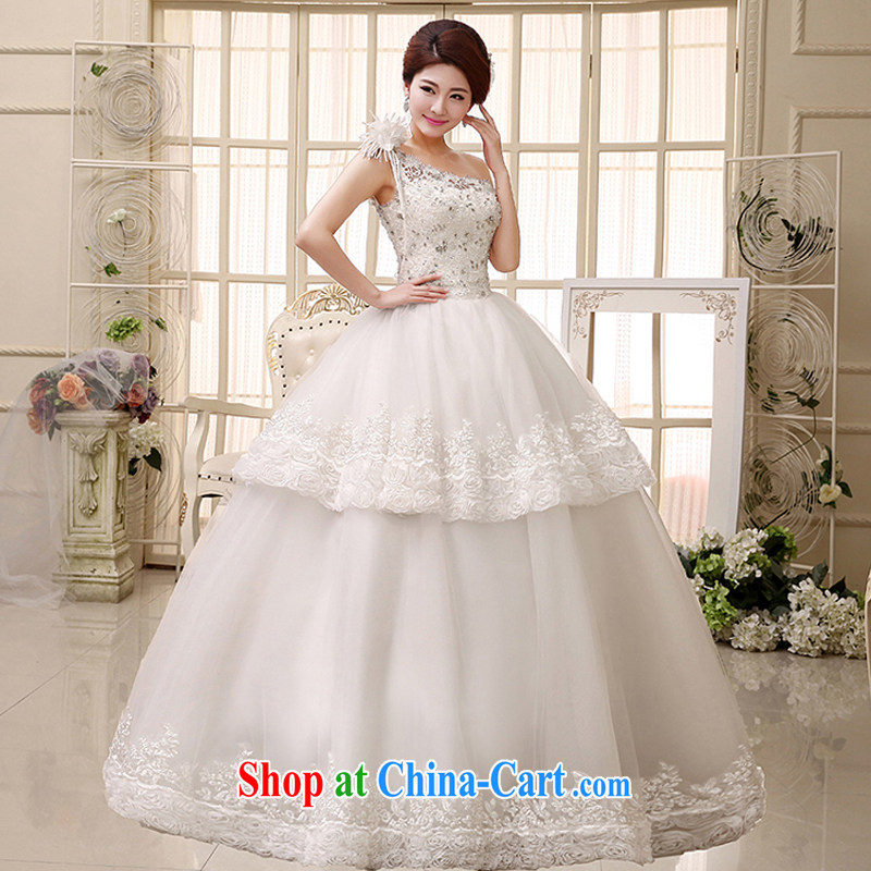 Rain is still clothing bridal 2015 new sweet tied with Korean-style lace inserts drill flowers luxury White single shoulder wedding HS 970 white tailored, rain is Yi, and shopping on the Internet