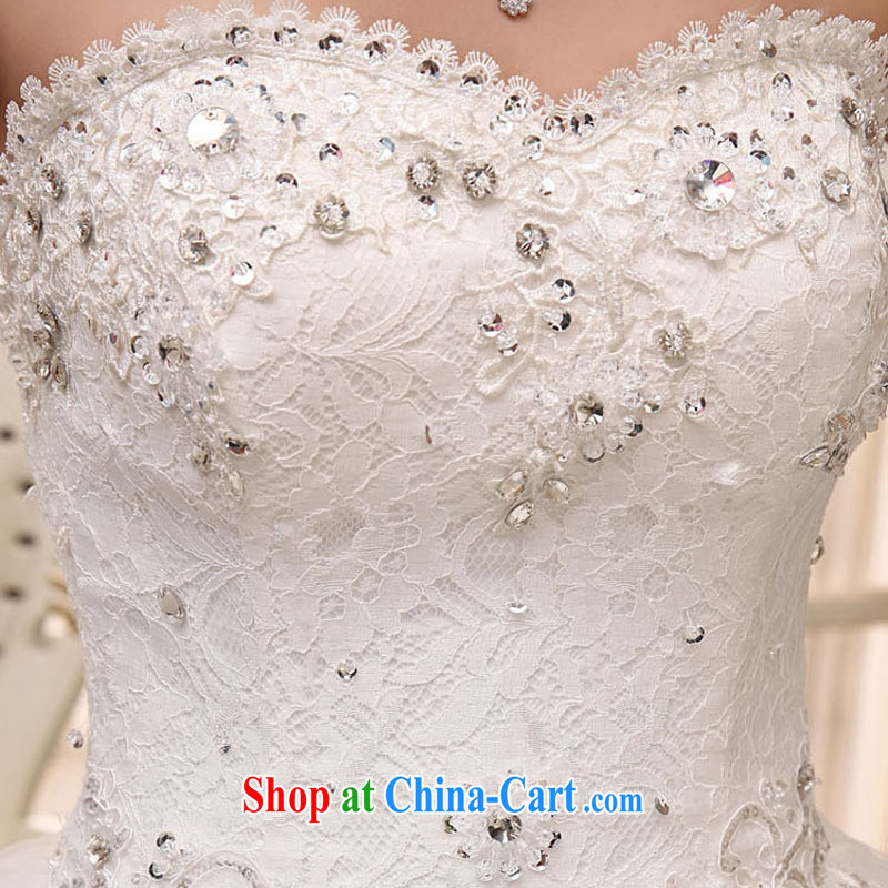 Rain is still Yi marriages 2015 new Wedding Fashion Princess wood drill lace tie-off chest white with yarn HS 973 white tailored, rain is still clothing, shopping on the Internet