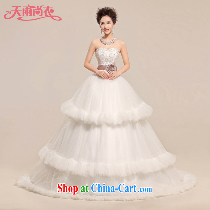 Rain is still clothing bridal 2015 new Princess aura shaggy alignment to bind with bare chest parquet drill romantic wedding HS 956 white tailored