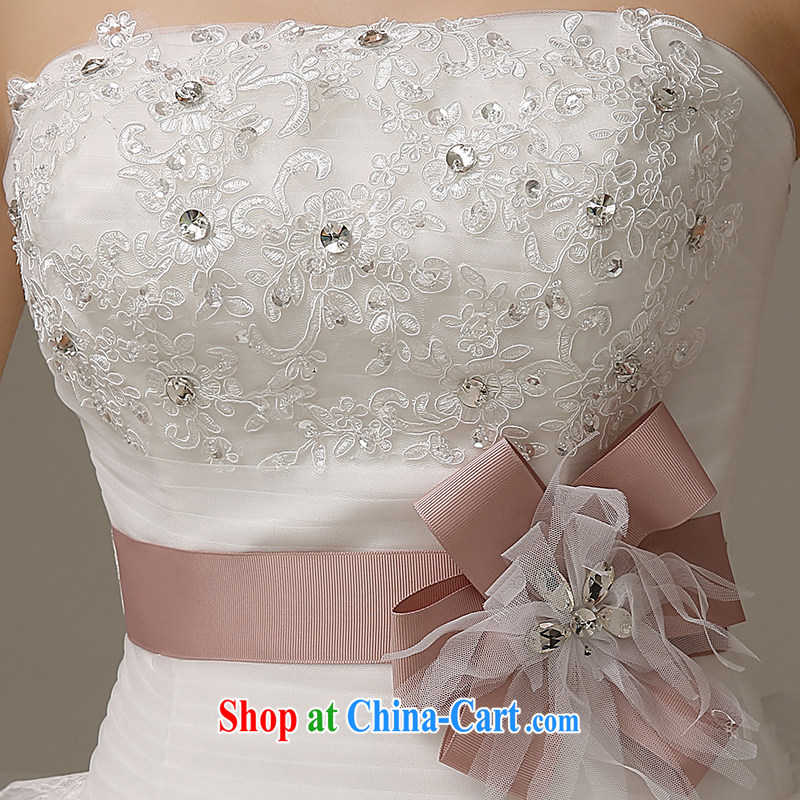 The United States, wedding dresses 2015 new Korean lace take off chest ribbon parquet drill flowers marriages binding beauty with a small tail H - 59 white XL, the American (Imeinuo), online shopping