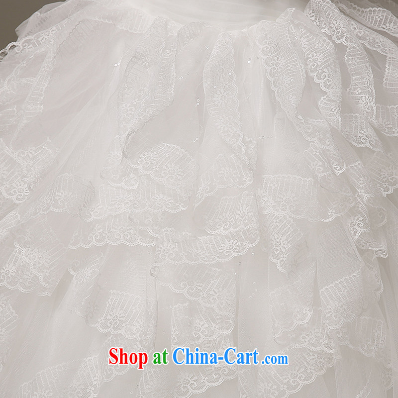 The United States, wedding dresses 2015 new Korean lace take off chest ribbon parquet drill flowers marriages binding beauty with a small tail H - 59 white XL, the American (Imeinuo), online shopping