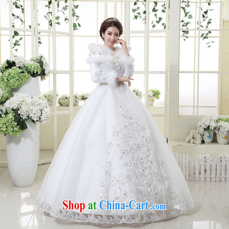 2014 new wedding dresses winter wedding hair for long-sleeved wedding dresses stylish Korean version package shoulder graphics thin pregnant women may pass through customer to size up to be returned.