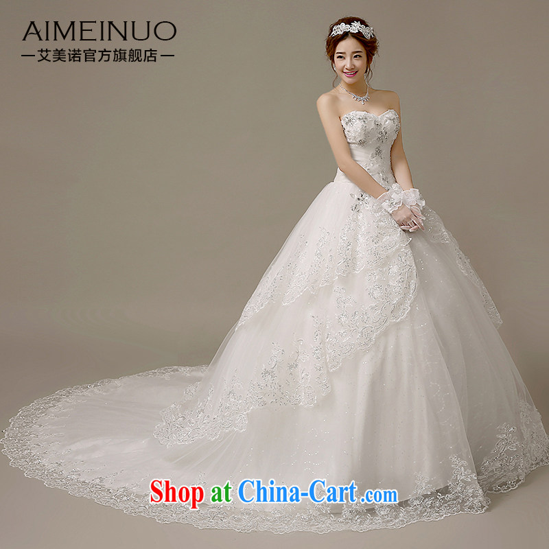 The United States, wedding dresses 2015 new Korean wood drill lace take off chest marriages beauty small tail strap H - 60 white XL, AIDS, and the United States (Imeinuo), online shopping