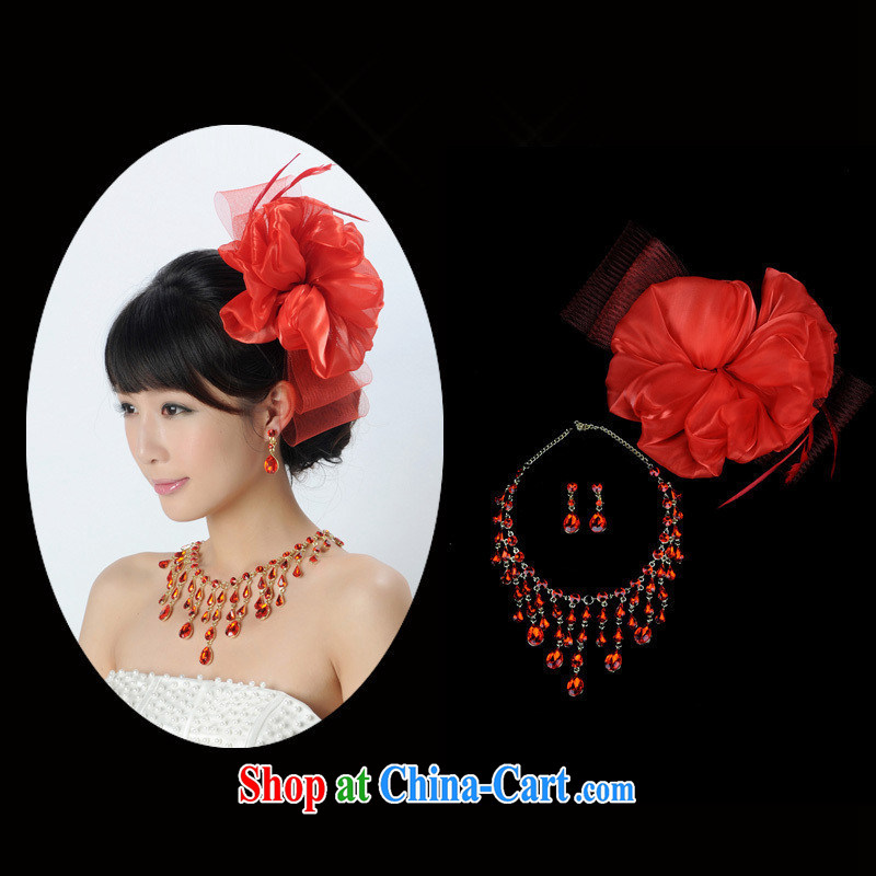 Stylish red bridal jewelry bridal headdress jewelry accessories large red 12 3 piece set, love so Pang, and, on-line shopping