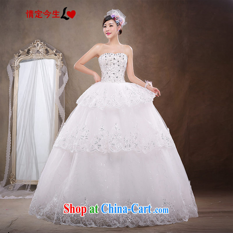 Love Life 2015 new Korean tie with bare chest lace wedding dresses larger wedding dress girls white XXL