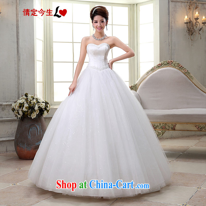 Love Life 2015 new Korean-style with bare chest larger water drilling wedding retro Princess pregnant graphics thin wedding dress girls white XXL