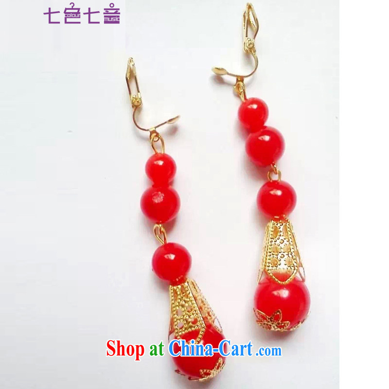 7 color 7 tone bridal jewelry Chinese red earrings dress qipao Sau Wo service accessories clip-on ear fall costumed ear fall Z 001 red are code