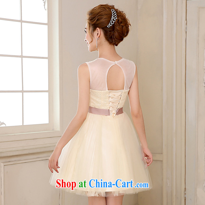 2014 new bridesmaid dresses small short, champagne color Korean ballet, silk dresses skirts Customer to size the do not return, love so Pang, shopping on the Internet