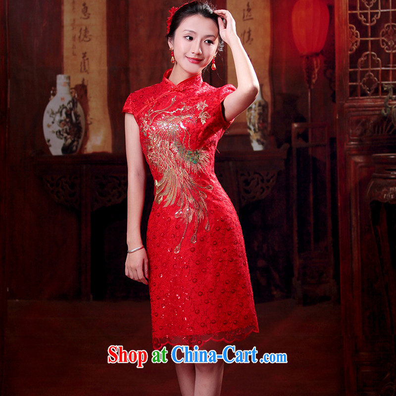 ruyi, 2014 new Chinese bridal dresses short, short-sleeved Phoenix - Use red bows dresses service 4611 4611 red XL sporting, wind, and shopping on the Internet