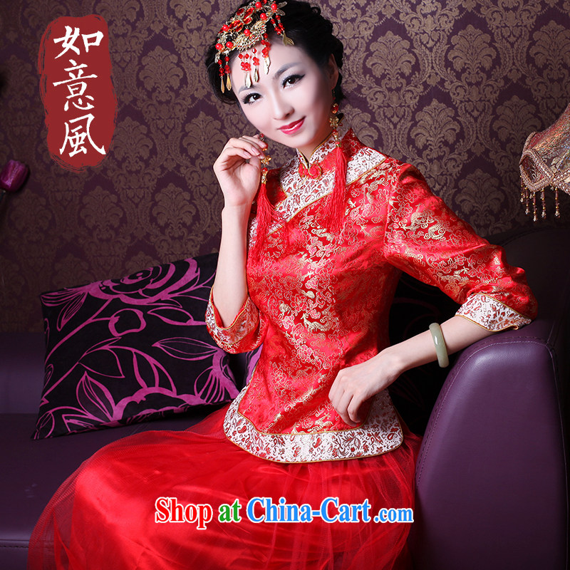 2014 new autumn and winter clothes wedding dress red traditional cuff wedding bridal dresses bows service 2146 21,467 sub-cuff XL