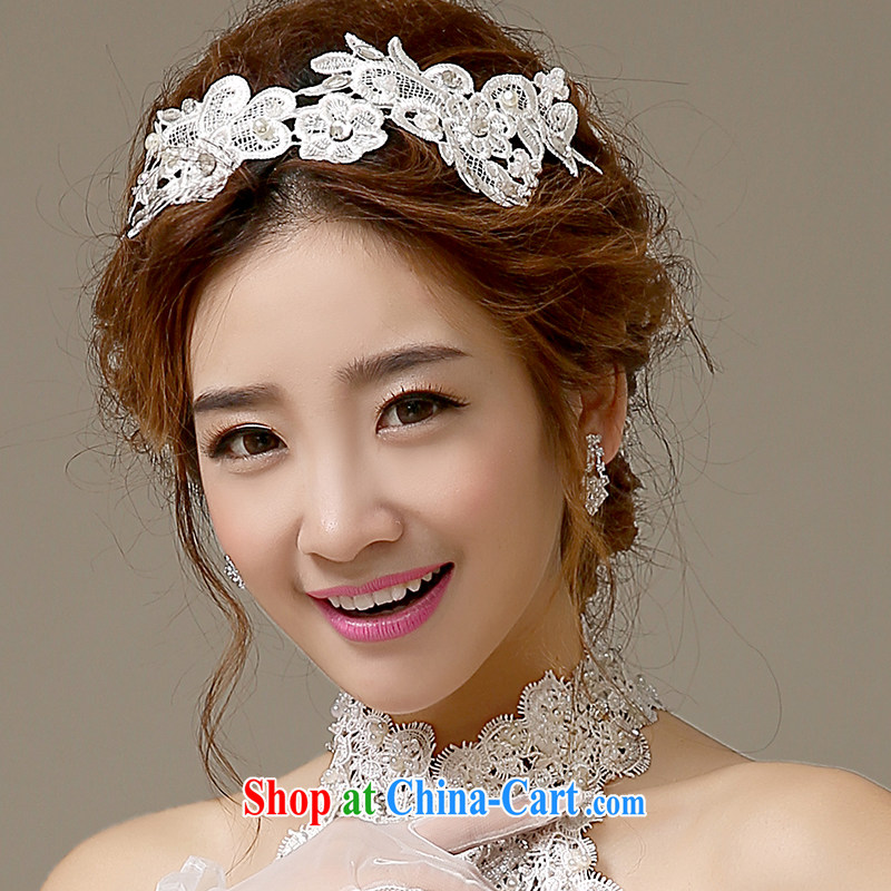 The US and the bride's wedding dresses toast serving head-dress bridal and flower bridal wedding accessories lace inserts drill with flowers and ornaments white TH - 06 white