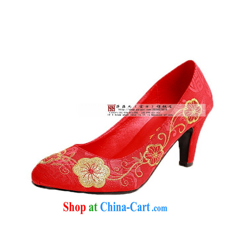 Festive embroidered shoes dresses shoes red wedding shoes with 305 dresses suzhou embroidery 36