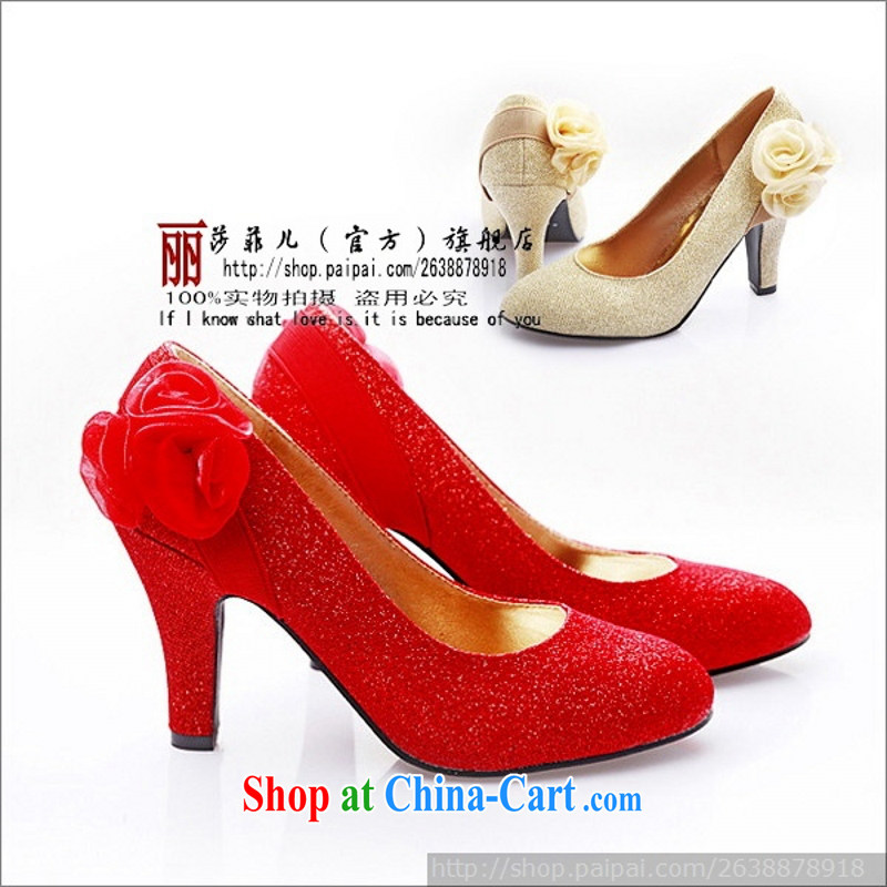 New wedding shoes dress shoes red wedding shoes 961 - 5 perfect board-comfortable gold 9, love so Pang, shopping on the Internet
