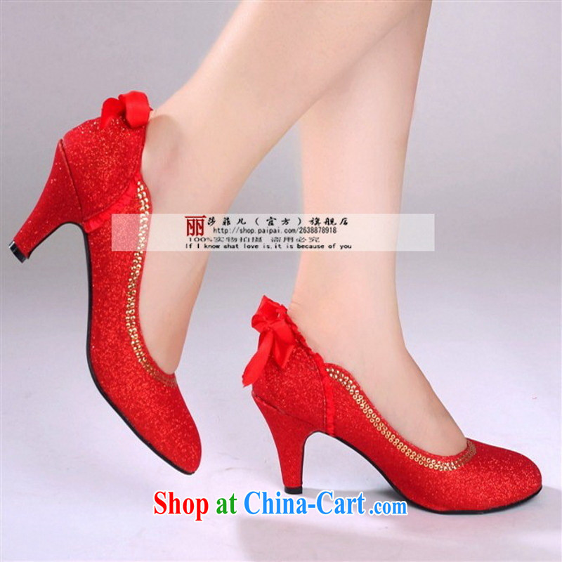 Red Gold with wedding shoes bridal wedding shoes dress shoes women shoes 2014 new hot red 8, so Pang, shopping on the Internet