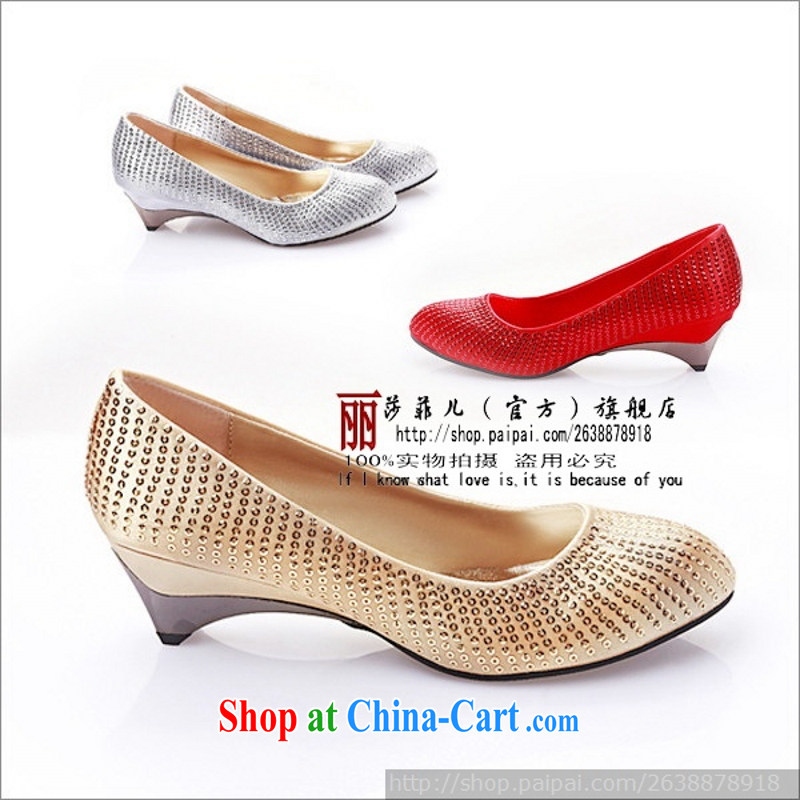 Slope marriage with shoes YY 326 - 28 low-like wedding shoes dress shoes wedding shoes shoes show 39 gold, love, Peng, and shopping on the Internet