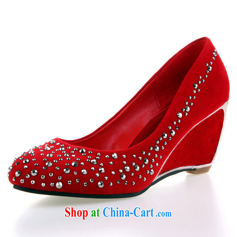 Wedding shoes wedding shoes shoes dresses red wedding shoes drill bridal wedding shoes with slope HX 045 9
