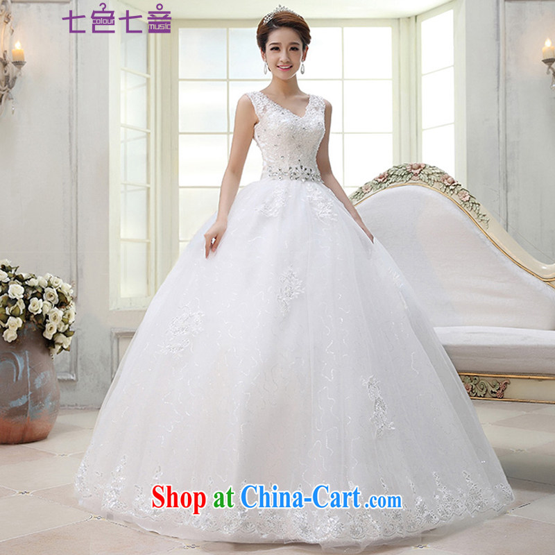 7 color 7 tone Korean version 2015 New new bride clothing stylish bride Korean video thin double straps with V-neck wedding dresses H 041 white with XL