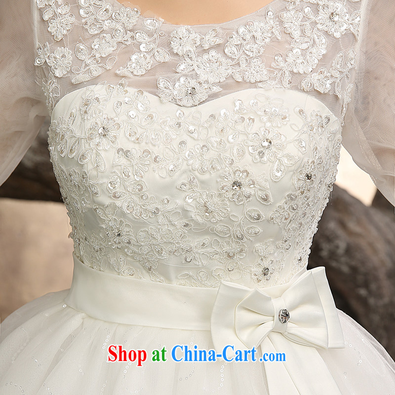 Honey, bride wedding dresses 2015 new small drag and drop the field shoulder collar cuff tied with the Code graphics thin pregnant wedding Korean Princess home yarn white M, honey, bride, shopping on the Internet
