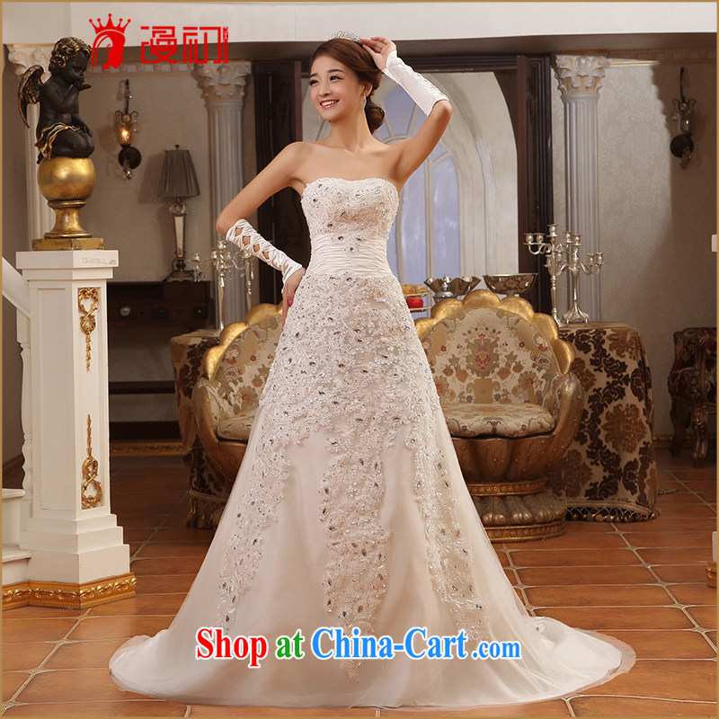 Early definition bridal wedding dresses new 2015 small tail Princess wedding wiped chest tail wedding white XXL