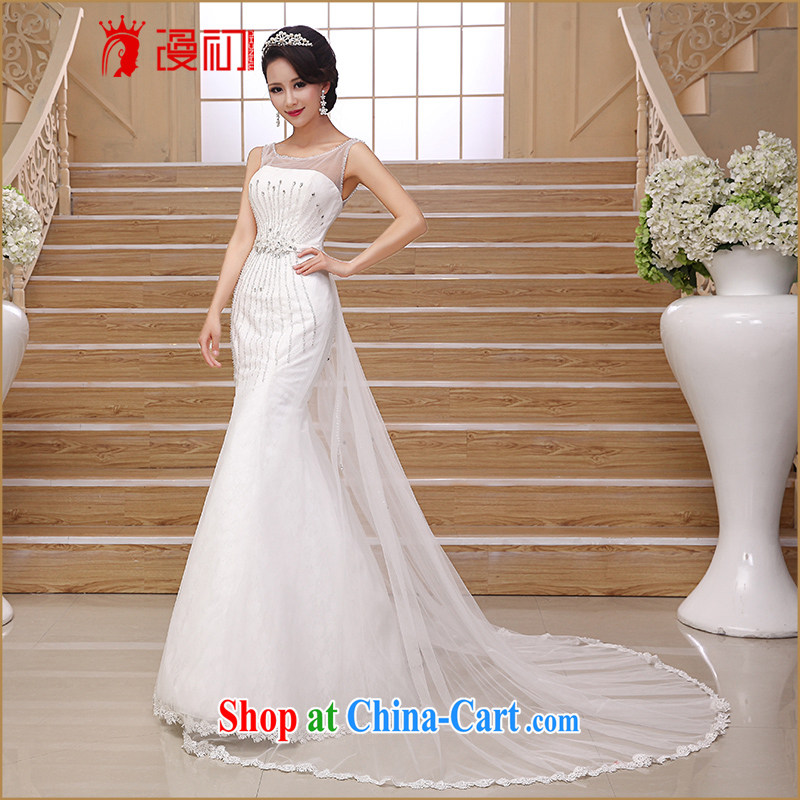 Early definition simple and small tail 2015 new stylish crowsfoot wedding luxury diamond jewelry double-shoulder bridal wedding White Dress white XXL, diffuse, and shopping on the Internet