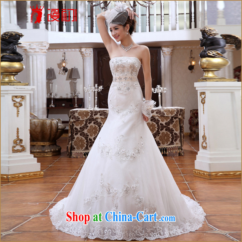 Early spread new 2015 small tail Princess marriage wedding Korean version Mary Magdalene chest diamond jewelry crowsfoot graphics thin wedding tail white XXL, diffuse, and, shopping on the Internet