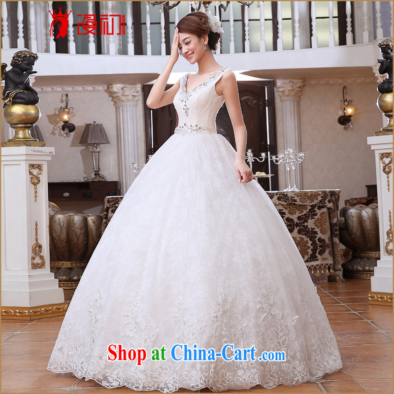 Early definition 2015 new wedding dresses Deep V collar double-shoulder Korean version with bridal graphics thin pregnant women wedding white XXL, diffuse, and shopping on the Internet