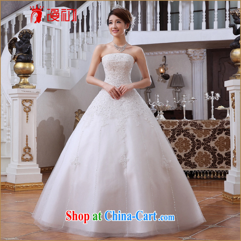 Early definition 2015 new wedding bridal marriage wedding Korean Princess lace wiped his chest to A swing wedding white XXL
