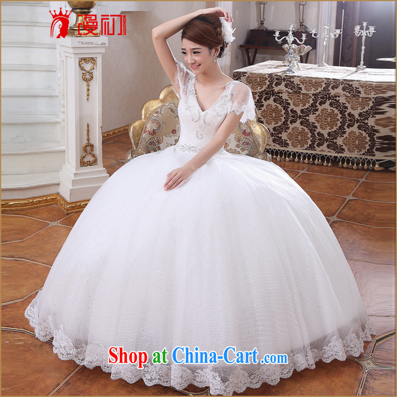 Early spread new 2015 bridal wedding field shoulder Deep V collar graphics thin wedding Korean version with pregnant women wedding dresses white XXL, diffuse, and shopping on the Internet