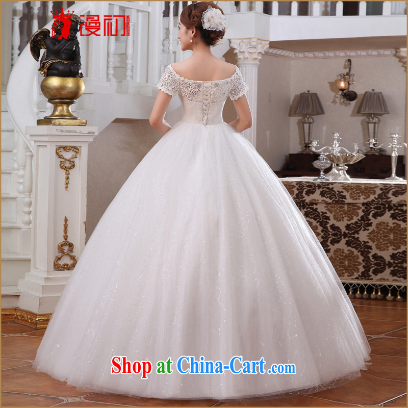 Early spread new 2015 wedding a shoulder short-sleeve water-soluble lace wedding Korean video thin with wedding white XXL, diffuse, and shopping on the Internet