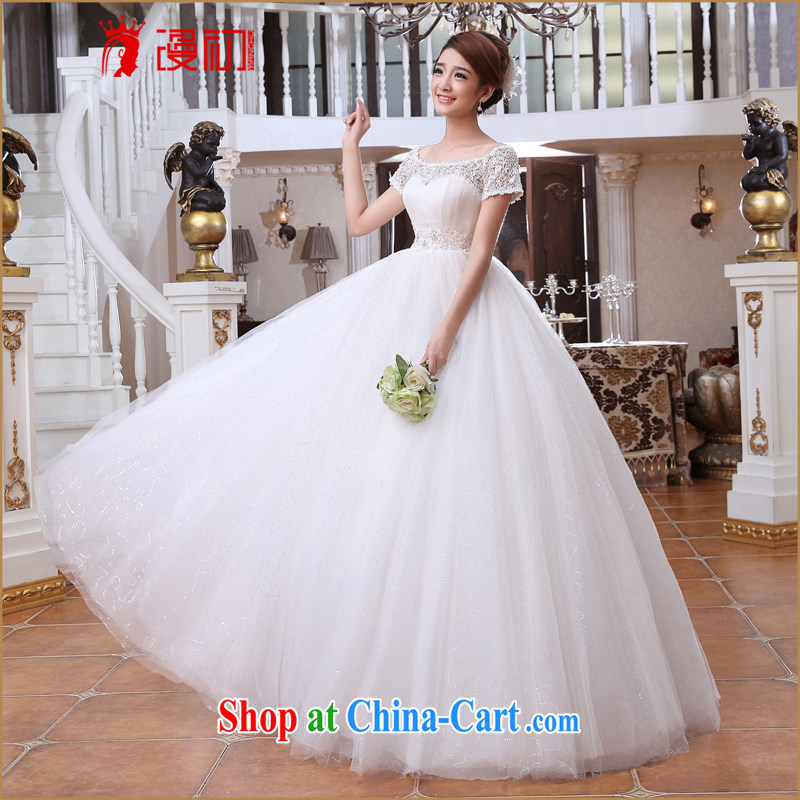 Early spread new 2015 wedding a shoulder short-sleeve water-soluble lace wedding Korean video thin with wedding white XXL, diffuse, and shopping on the Internet