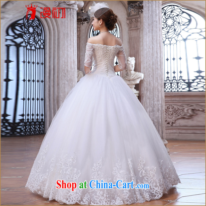 Early spread new 2015 Korean wedding a field in shoulder cuff wedding dresses large ultra-skirts swing wedding white XXL, diffuse, and shopping on the Internet