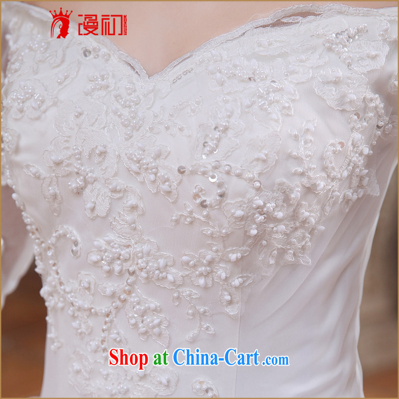 Early spread new 2015 Korean wedding a field in shoulder cuff wedding dresses large ultra-skirts swing wedding white XXL, diffuse, and shopping on the Internet