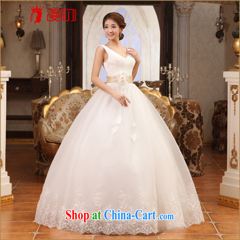 Definition 2015 early New V collar sexy shoulders with shaggy dress wedding Korean bridal Princess wedding dresses white XXL, diffuse, and shopping on the Internet