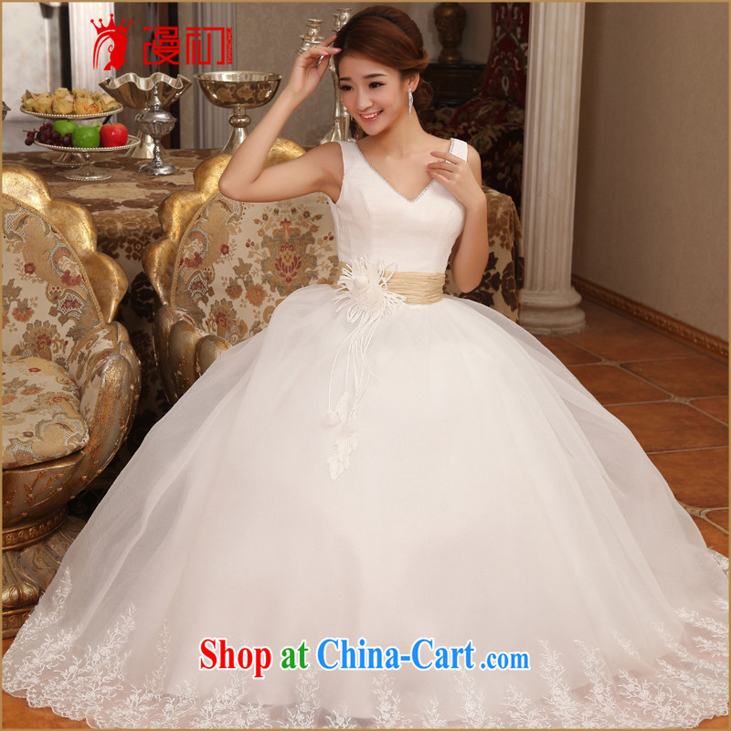 Definition 2015 early New V collar sexy shoulders with shaggy dress wedding Korean bridal Princess wedding dresses white XXL, diffuse, and shopping on the Internet
