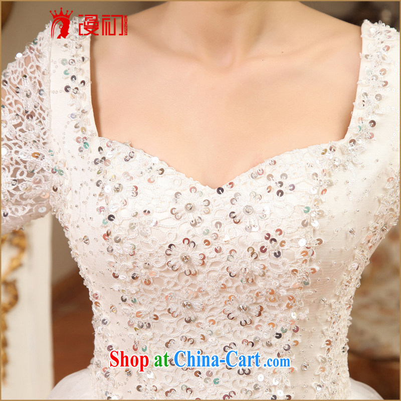Early definition wedding dresses 2015 new luxury lace water drilling Princess long-sleeved with wedding spring and summer bridal wedding white XXL, spread, early, and online shopping