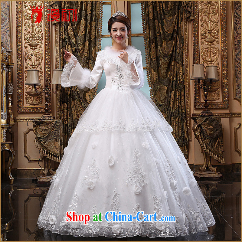 Diffuse early winter 2015 new bride wedding winter, long-sleeved thick wedding Korean video thin winter wedding dresses white XXL