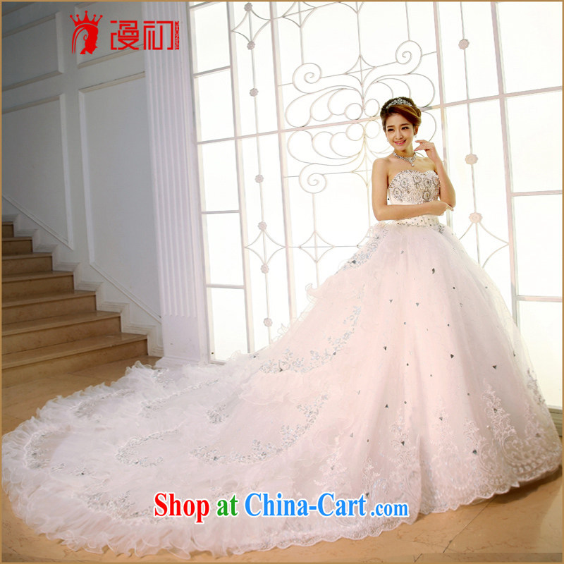 Early spread new 2015 wedding dresses luxurious wiped his chest Korean tail wedding high water drilling long-tail wedding white XXL, diffuse, and shopping on the Internet