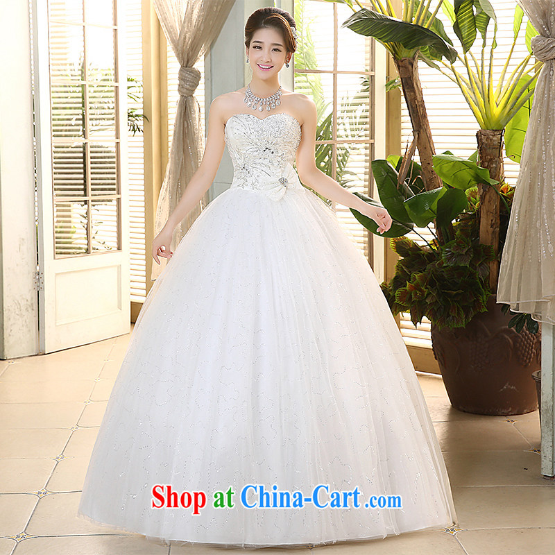 The United States, wedding dresses 2015 spring and summer Korean wood drill heart-shaped bare chest bow-tie strap beauty with Princess yarn H - 68 white XXL waist 2.3 feet