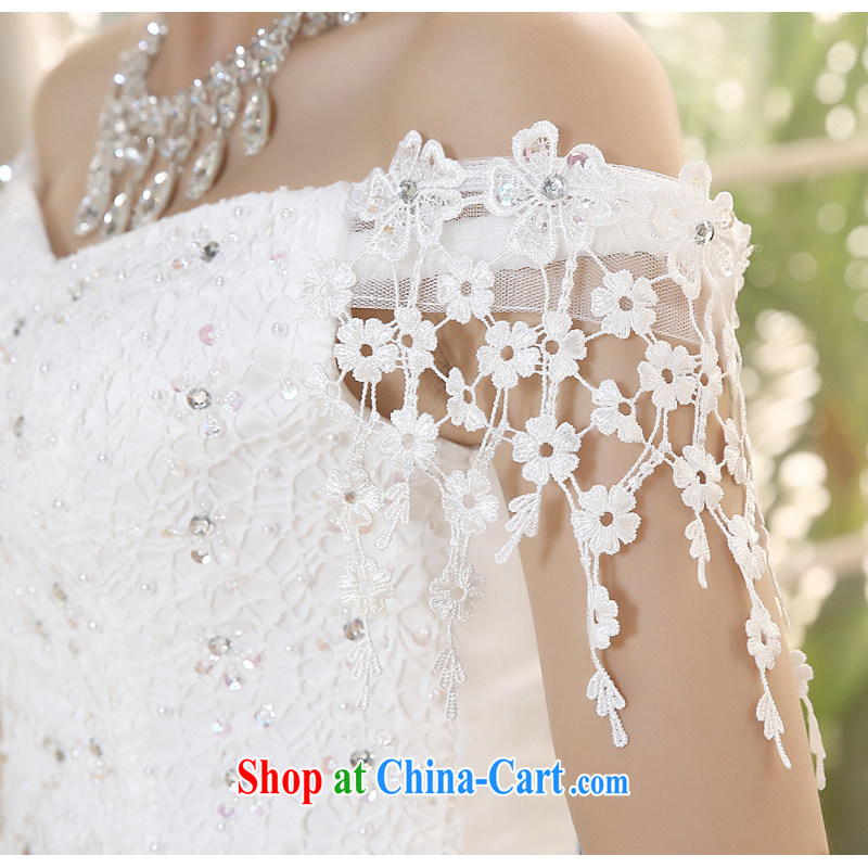 The United States, wedding dresses 2015 spring and summer flowers lace the Field shoulder Korean version Mary Magdalene Beauty Chest strap with Princess yarn H - 67 white XXL waist 2.3 feet, the United States, (Imeinuo), online shopping