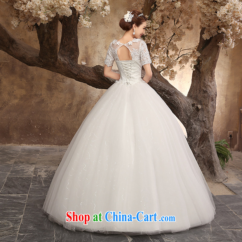 Honey, bride wedding dresses 2015 New Field shoulder for the code graphics thin straps with a short-sleeved lace Korean Princess dresses Home wedding white XXL, honey, bride, shopping on the Internet