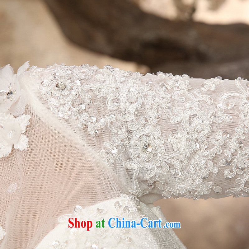 Honey, bride wedding dresses 2015 New Field shoulder for the code graphics thin straps with a short-sleeved lace Korean Princess dresses Home wedding white XXL, honey, bride, shopping on the Internet