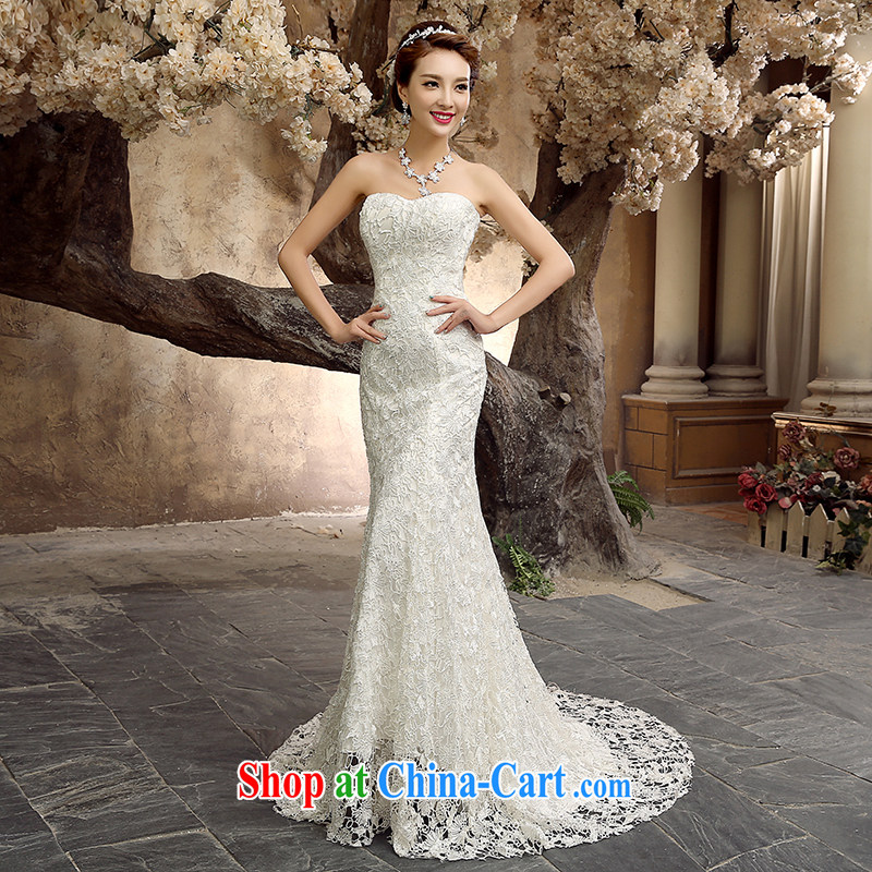 Honey, bride wedding dresses 2015 new crowsfoot tail wedding wiped chest strap beauty Korean Princess bride retro dress white S, honey, bride, shopping on the Internet