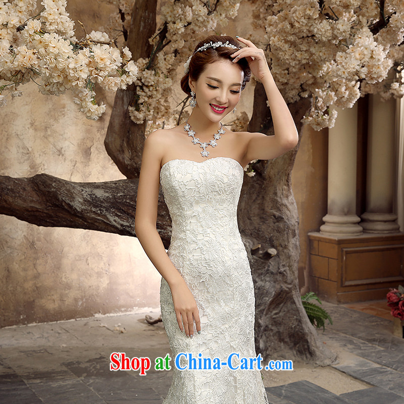 Honey, bride wedding dresses 2015 new crowsfoot tail wedding wiped chest strap beauty Korean Princess bride retro dress white S, honey, bride, shopping on the Internet