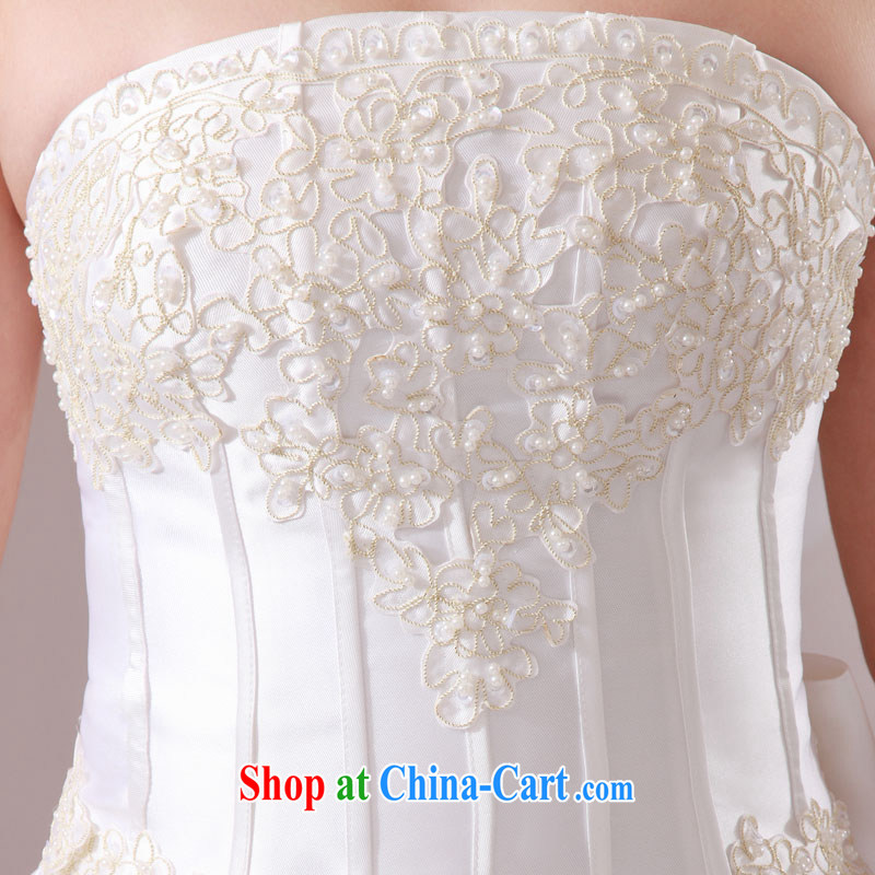 The bride's wedding dresses new Korean-style wedding Korean Princess Mary Magdalene chest long-tail wedding 502 white-tail, S, the bride, and, on-line shopping