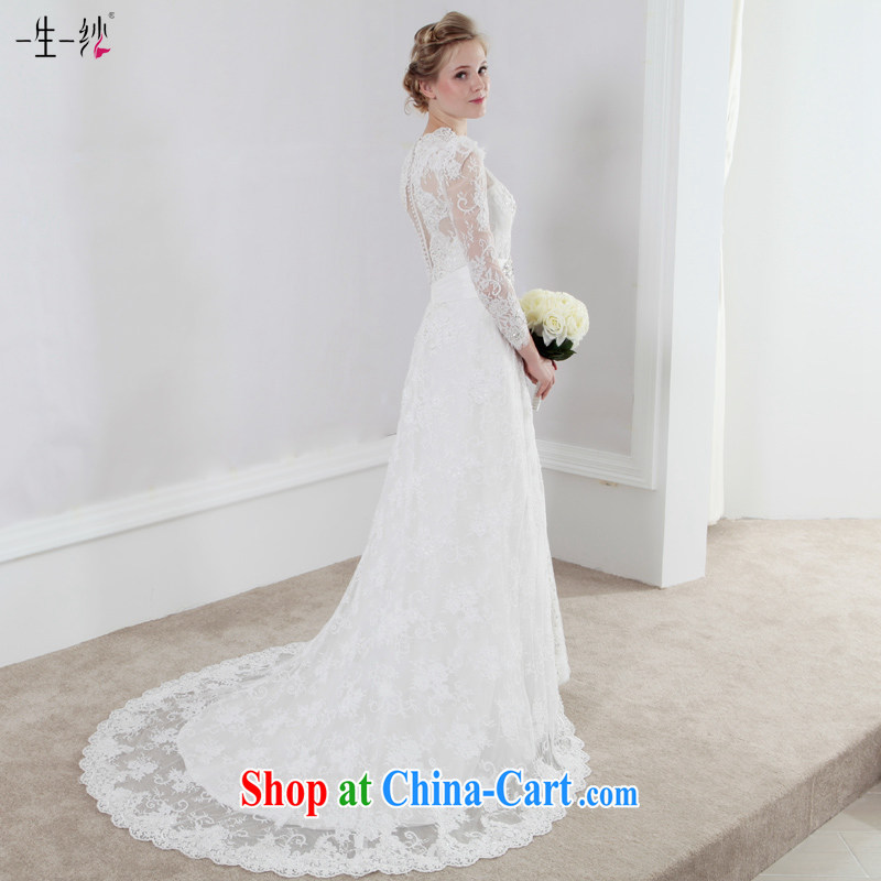 2015 new lace wedding dresses Palace terrace shoulder bag Korean version of the greater code custom parquet drill wedding dress long-sleeved retro, for 40121043 white XL code 30 days pre-sale, a yarn, shopping on the Internet